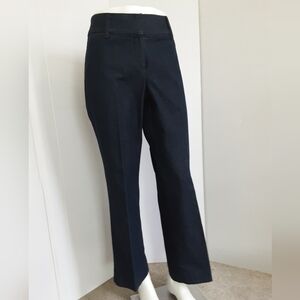 LARRY LEVINE Cotton Blend Wide Leg Dark Wash Denim Career Dress Pants Sz 8